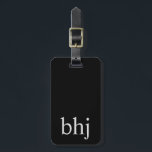 Simple Black Initial Monogram Bagagebricka<br><div class="desc">Anpassadets bagagemärkesdesign med enkel elegant</div>