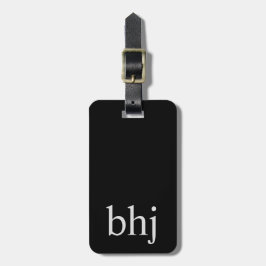 Simple Black Initial Monogram Bagagebricka