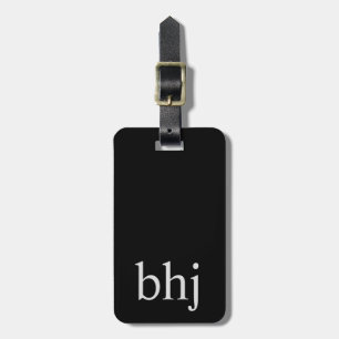 Simple Black Initial Monogram Bagagebricka