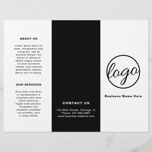 Simple Black Logotyp Modern Business Trifold Broch (Framsida)