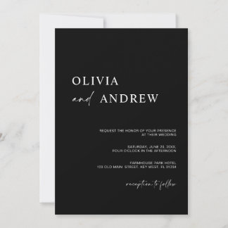 Simple Black Minimalist Wedding Invitation Inbjudningar
