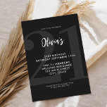 Simple Black Modern 21:a födelsedag Inbjudningar<br><div class="desc">En enkel,  modern 21:a födelsedagsinbjudan som innehåller elegantens kalligrafi-skript,  typografi och minimalistisk design i svartvitt färg.</div>