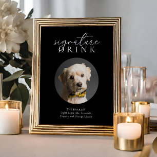 Simple Black Modern Animal Namnteckning Drink Sign Poster