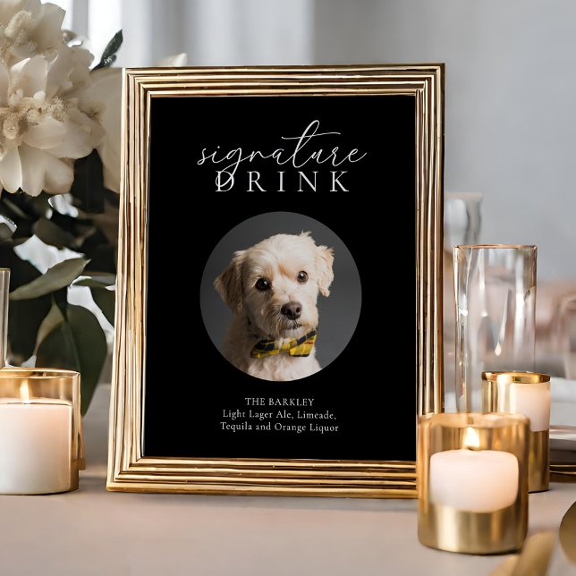 Simple Black Modern Animal Namnteckning Drink Sign Poster (Skapare uppladdad)