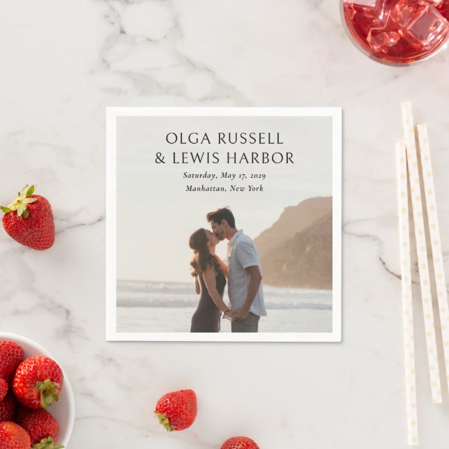 Simple Black Modern Bröllop Pappersservett (Insitu)