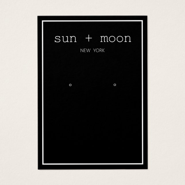 Simple Black Modern Earring Jewelry Visning Visitkort (Framsidan)