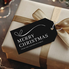 Simple black modern Merry Christmas  Presentetikett