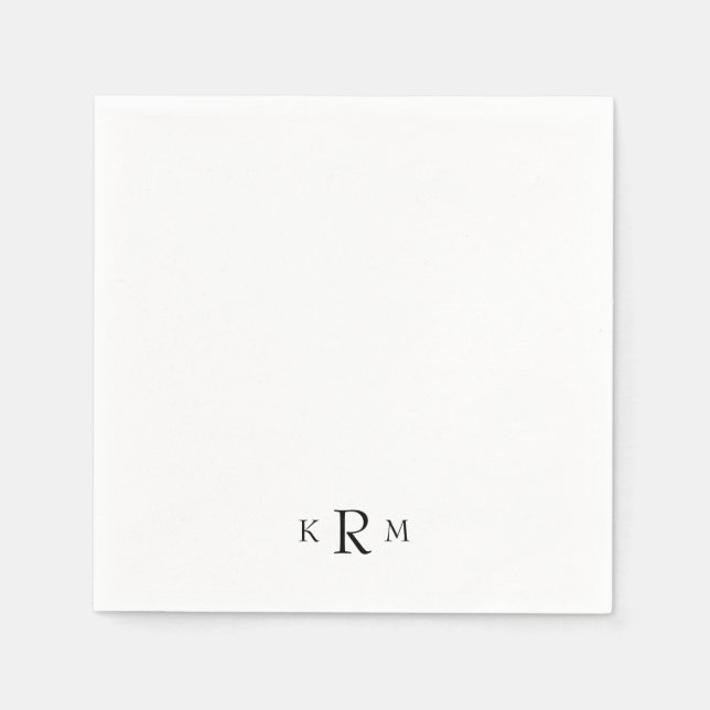 Simple Black Monogram Cocktail II Pappersservett (Framsidan)
