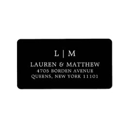 Simple Black Monogram Elegant bröllop Adressetikett