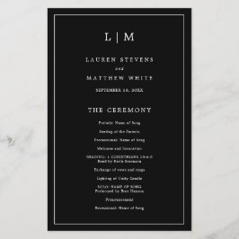 Simple Black Monogram Elegant bröllop Flygblad