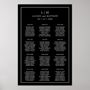 Simple Black Monogram Elegant bröllop Poster