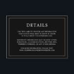 Simple Black Monogram Elegant bröllop Tilläggskort<br><div class="desc">Ett enkelt elegant i bröllop-höljet med en modern utformning med dina detaljer omgivna av ett tunt gräns. All text är vit över en svart bakgrund. Färgen typsnitt och bakgrunden kan ändras till valfritt färg genom att klicka på knappen "anpassa". En chic och snyggt som är underbar för ett minimalistiskt par....</div>