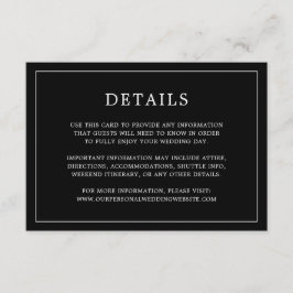 Simple Black Monogram Elegant bröllop Tilläggskort