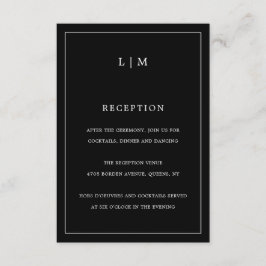Simple Black Monogram Elegant bröllop Tilläggskort