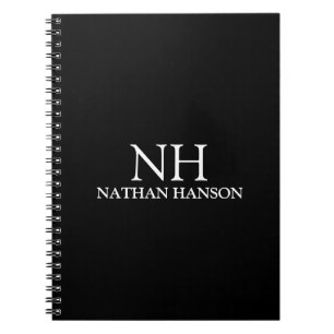 Simple Black Monogram Modern Anteckningsbok