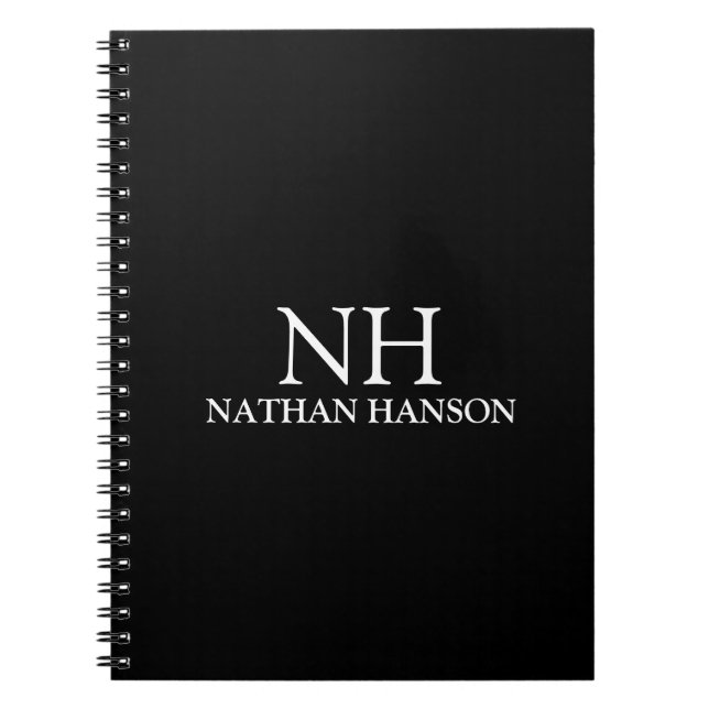 Simple Black Monogram Modern Anteckningsbok (Framsidan)