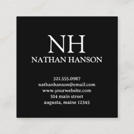 Simple Black Monogram Modern Fyrkantigt Visitkort
