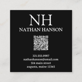 Simple Black Monogram Modern Fyrkantigt Visitkort