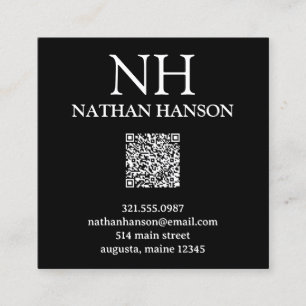Simple Black Monogram Modern Fyrkantigt Visitkort
