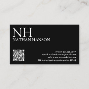 Simple Black Monogram Modern Visitkort