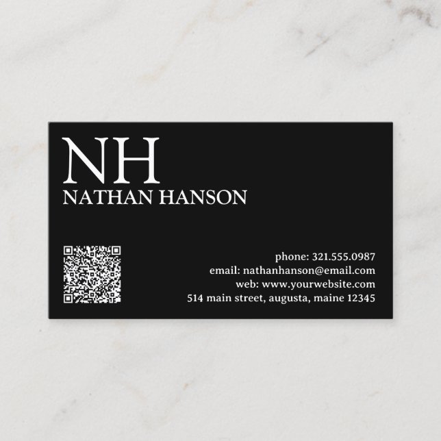 Simple Black Monogram Modern Visitkort (Framsida)