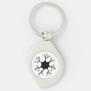 Simple Black Neuron Design Swirl Silverfärgad Nyckelring