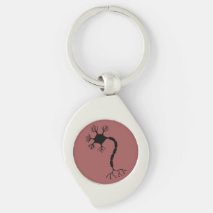 Simple Black Neuron Design Swirl Silverfärgad Nyckelring