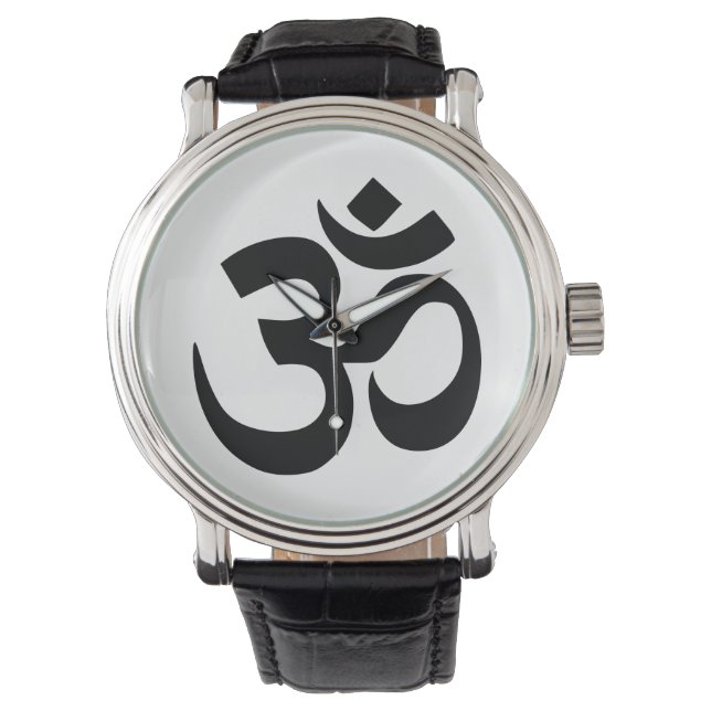 Simple Black Om Symbol Yoga Meditation Zen Armbandsur (Framsida)