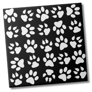 Simple Black Pet Hund Tass Mönster Kakelplatta