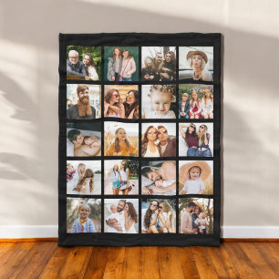 Simple Black Photo Collage 20 Bild Personlig Fleecefilt