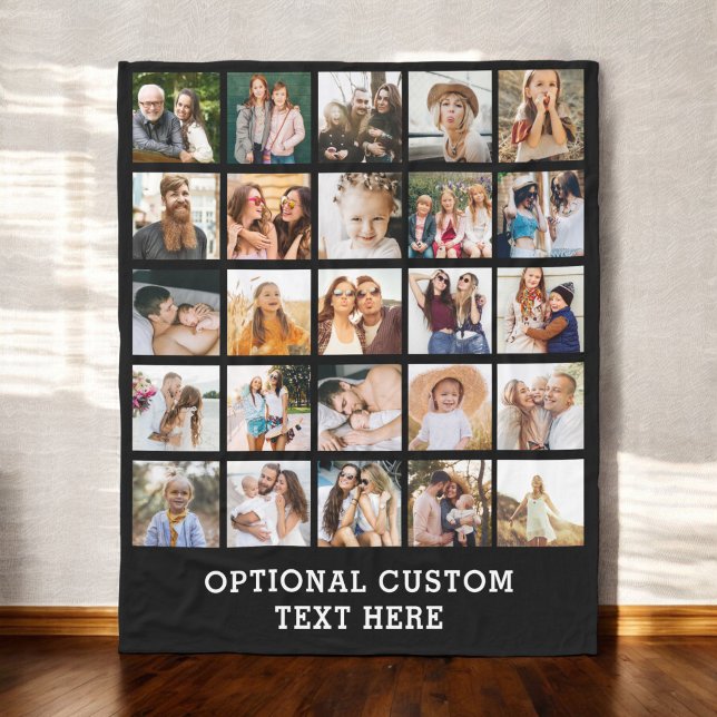 Simple Black Photo Collage 25 Bild Personlig Fleecefilt (Skapare uppladdad)