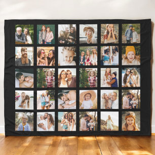 Simple Black Photo Collage 30 Bild Personlig Fleecefilt