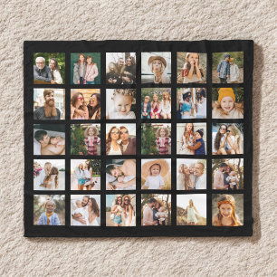 Simple Black Photo Collage 30 Bild Personlig Fleecefilt