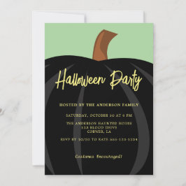 Simple Black Pumpkin Halloween Costume Party Inbjudningar