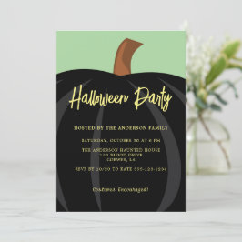 Simple Black Pumpkin Halloween Costume Party Inbjudningar