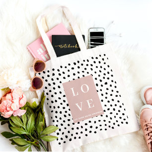 Simple Black & Rosa KÄRLEK Låt oss värdera alla Tygkasse