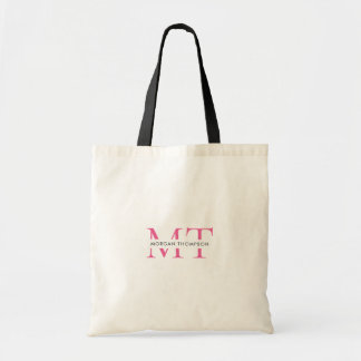 Simple Black Rosa Monogram Script Namn Tote Bag Tygkasse