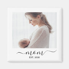 Simple Black Script Minimal Mom Established Magnet