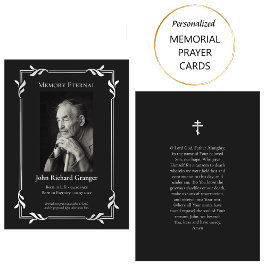 Simple Black & Silver Orthodox Funeral Prayer Card Placeringskort