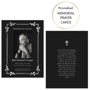 Simple Black & Silver Orthodox Funeral Prayer Card Placeringskort