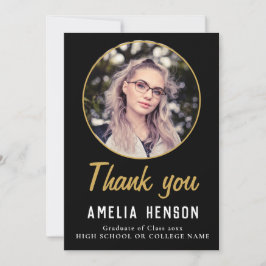 Simple Black Student Photo Studenten Tack Kort