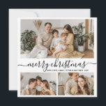 Simple Black White 3 Photo Collage jul Julkort<br><div class="desc">Enkelt, Elegant Calligraphy White and Black 3 Photo Collage God jul Script Helgdag Card. Den här sjutna, minimalistiska 3-helgdag (3) fotokortmallen har en fin fotokollage och säger "God jul"! Texten "God jul" hälsning är skriven i en söt hand som snabbt byts ut mot svan i svart på vit färg-bakgrund. På...</div>