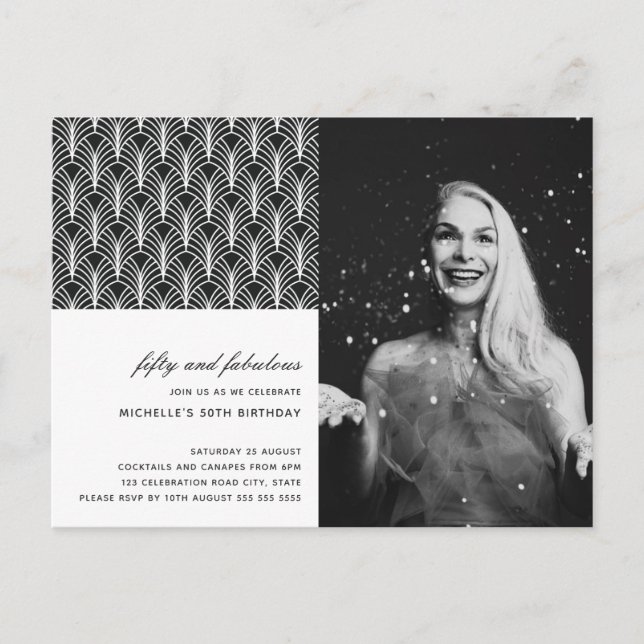 Simple Black White 50 och Fabulous Art Deco 50 Vykort (Framsida)