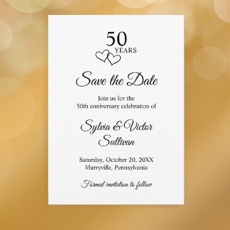 Simple Black & White 50th Wedding Anniversary Spara Datumet