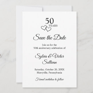 Simple Black & White 50th Wedding Anniversary Spara Datumet