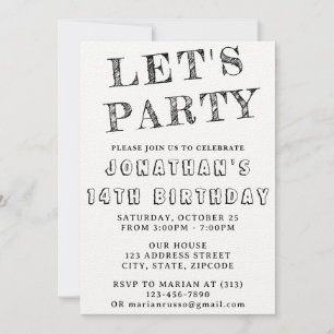 Simple Black & White Birthday-inbjudan ÅLDER Inbjudningar