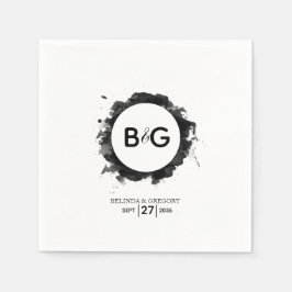 Simple Black White Bröllop Pappersservett