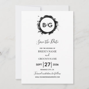 Simple Black White Bröllop spara datum Datumet