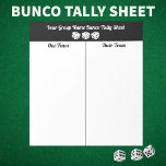 Simple Black White Bunco Dice Bord Tally Anteckningsblock<br><div class="desc">Enkelt Black White Bunco Dice Bord Tally är en handfull poäng för din Bunco-grupp. Bara riva av lakan för varje bord. Ett modernt utseende med tre lyckliga vita tärningar hela redot att rulla!</div>