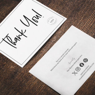 Simple Black White Company Logotyp Social Tack Kort